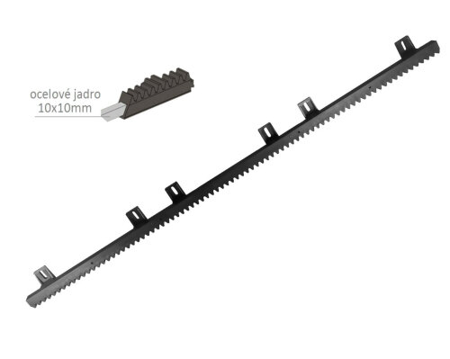 Hřeben s HORNÍM uchytem, nylon-kov 27 x 18 mm, L-1000 mm, max do 600 kg, 6x horní úchyt, kovové jádro 10x10 mm